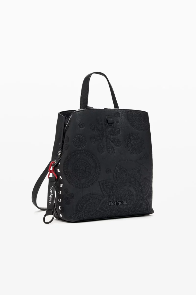 Desigual mandala embossed black backpack