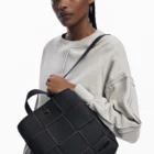 Desigual small braided black backpack with contrasting stitching