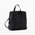 Desigual small braided black backpack with contrasting stitching