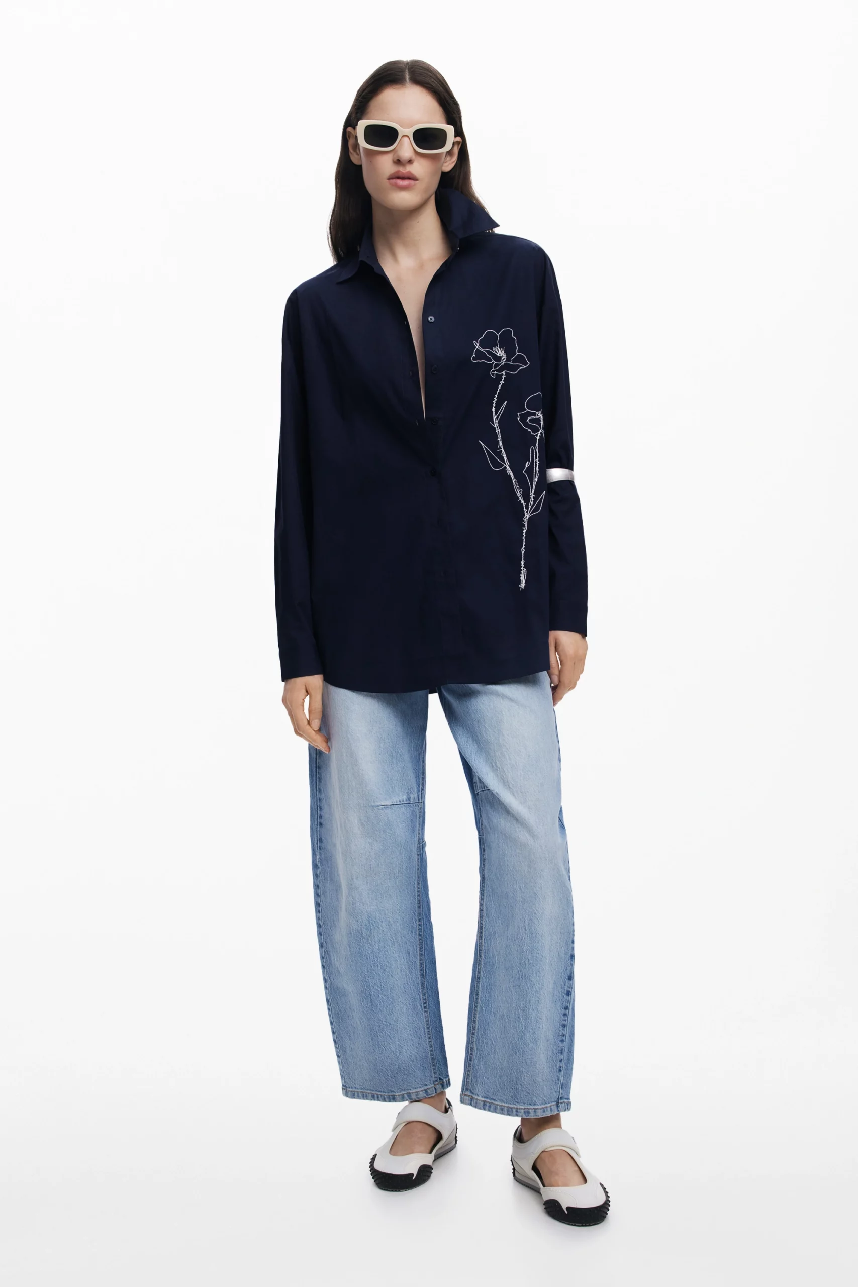 Desigual blue embroidered cotton long sleeve shirt Desigual blue embroidered cotton long sleeve shirt