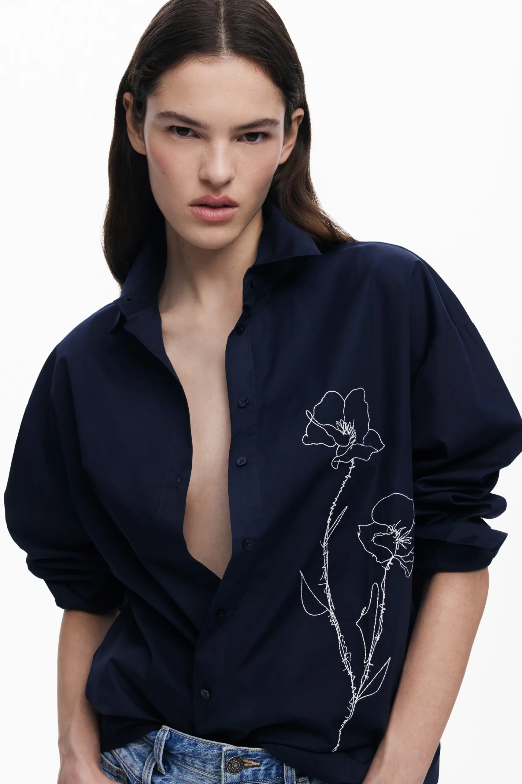 Desigual blue embroidered cotton long sleeve shirt Desigual blue embroidered cotton long sleeve shirt