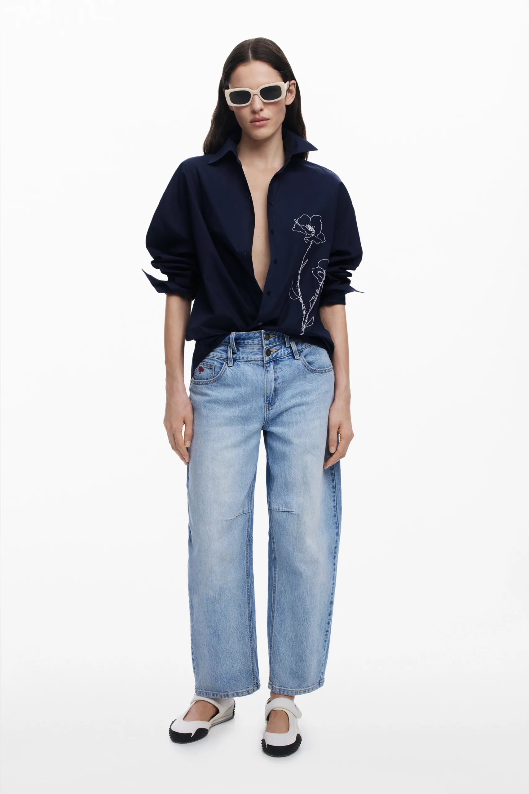 Desigual blue embroidered cotton long sleeve shirt Desigual blue embroidered cotton long sleeve shirt