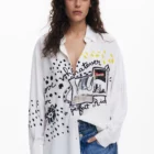 Desigual white arty viscose long sleeve shirt Desigual white arty viscose long sleeve shirt