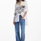 Desigual white arty viscose long sleeve shirt Desigual white arty viscose long sleeve shirt