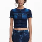 Desigual fitted denim print T-shirt Desigual fitted denim print T-shirt