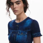 Desigual fitted denim print T-shirt Desigual fitted denim print T-shirt