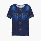 Desigual fitted denim print T-shirt Desigual fitted denim print T-shirt