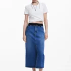 Desigual midi denim skirt with denim front and black back