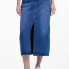 Desigual midi denim skirt with denim front and black back