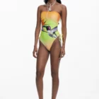 Desigual yellow one-piece swimming costume with hummingbird design Desigual yellow one-piece swimming costume with hummingbird design