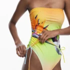 Desigual yellow one-piece swimming costume with hummingbird design Desigual yellow one-piece swimming costume with hummingbird design