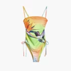 Desigual yellow one-piece swimming costume with hummingbird design Desigual yellow one-piece swimming costume with hummingbird design