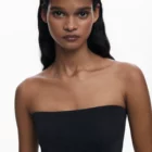Desigual long black strapless fitted mesh dress with strelitzia Desigual long black strapless fitted mesh dress with strelitzia