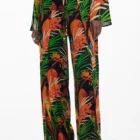 Desigual black floral fluid long culotte pants