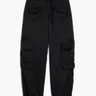 Desigual black cargo-style satin effect pants