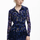 Desigual short chiffon dress with long sleeves and pleated ruffle skirt by Christian Lacroix Desigual short chiffon dress with long sleeves and pleated ruffle skirt by Christian Lacroix