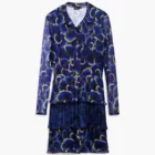 Desigual short chiffon dress with long sleeves and pleated ruffle skirt by Christian Lacroix Desigual short chiffon dress with long sleeves and pleated ruffle skirt by Christian Lacroix