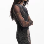 Desigual long sleeve lined tulle dress in animal print