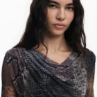 Desigual long sleeve lined tulle dress in animal print
