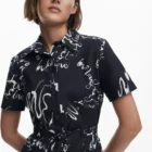Desigual short black and white designer shirt dress with arty print Desigual short black and white designer shirt dress with arty print