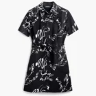 Desigual short black and white designer shirt dress with arty print Desigual short black and white designer shirt dress with arty print