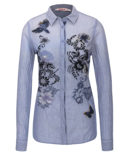 Desigual Pre-Loved Embroidered Shirt, Size L