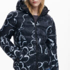 Desigual black reversible hooded puffer jacket