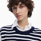 Desigual shirt and striped jersey vest combo