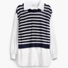Desigual shirt and striped jersey vest combo