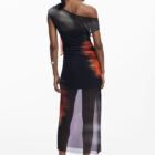 Desigual asymmetric draped midi tulle dress