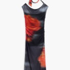 Desigual asymmetric draped midi tulle dress