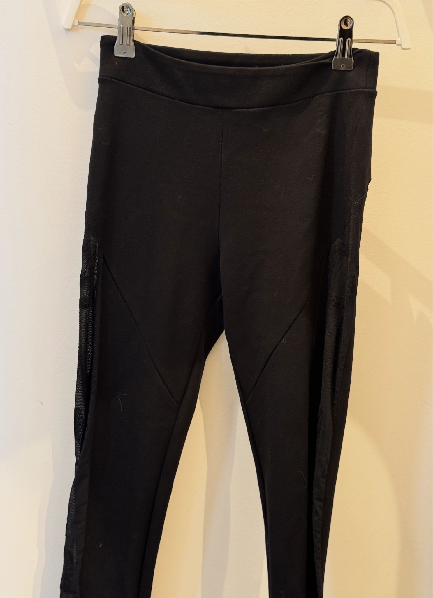Desigual Pre-Loved Black Leggings with Sheer Sides, Size S Desigual Pre-Loved Black Leggings with Sheer Sides, Size S