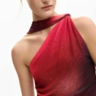 Desigual dark gradient pink tulle off-the-shoulder top Desigual dark gradient pink tulle off-the-shoulder top