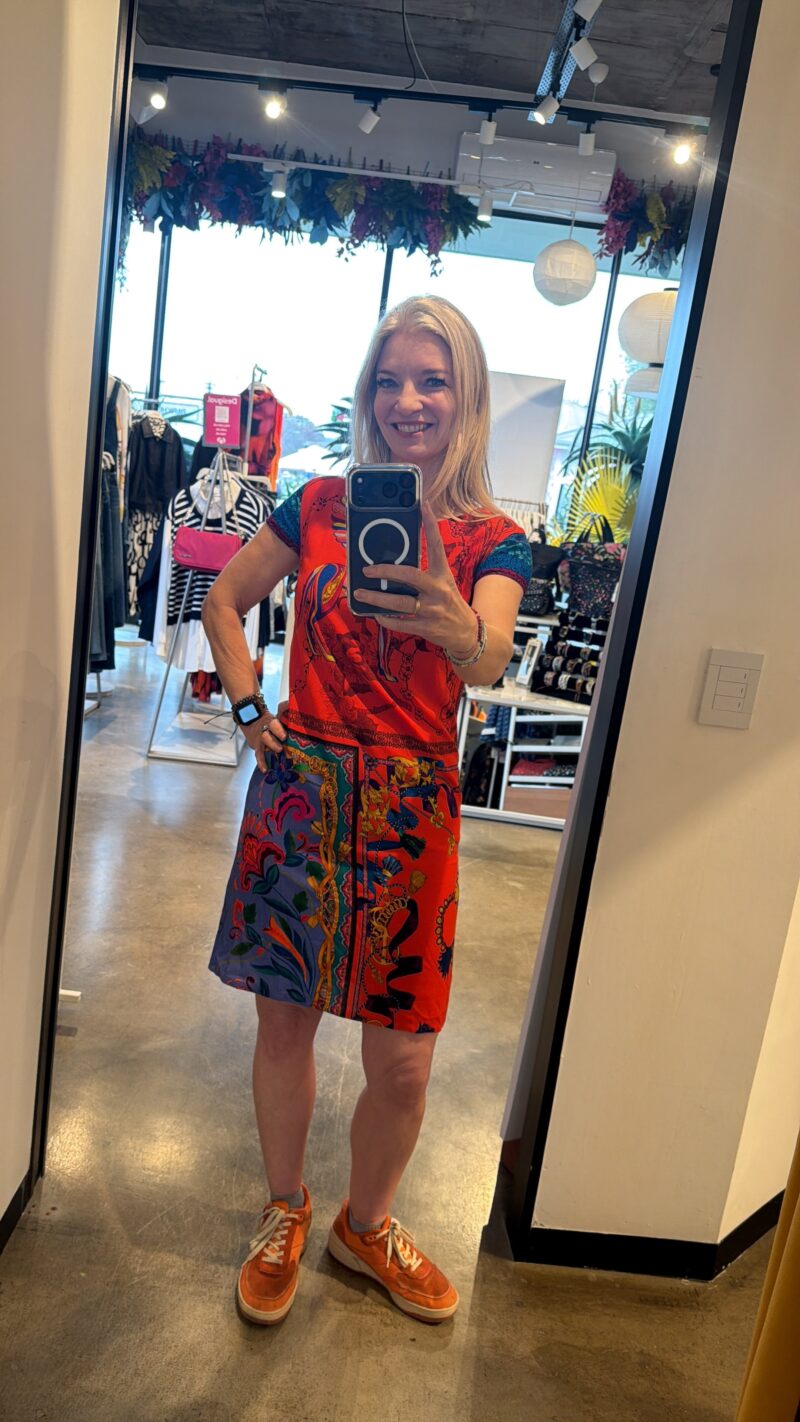 Desigual Pre-Loved Vintage Red Arty Shift Dress - Sixe XS / Eur 36