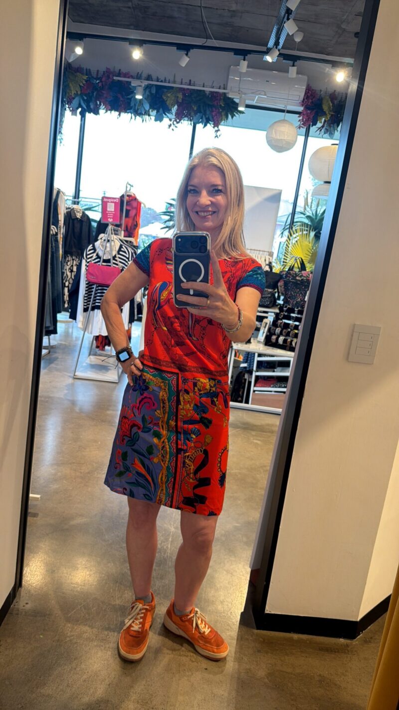 Desigual Pre-Loved Vintage Red Arty Shift Dress - Sixe XS / Eur 36