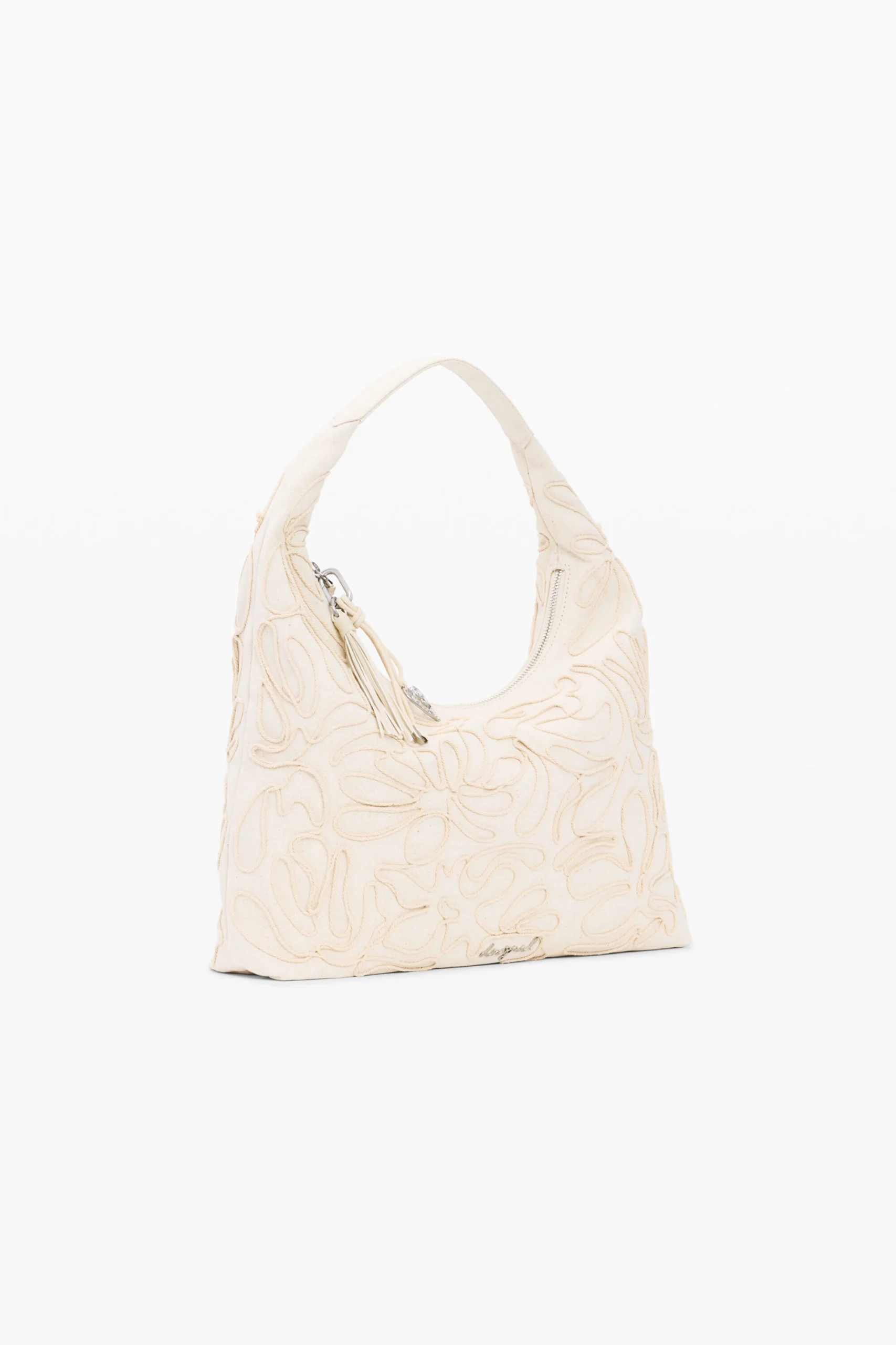 Desigual Off-White Canvas Embroidered Bag Desigual Off-White Canvas Embroidered Bag