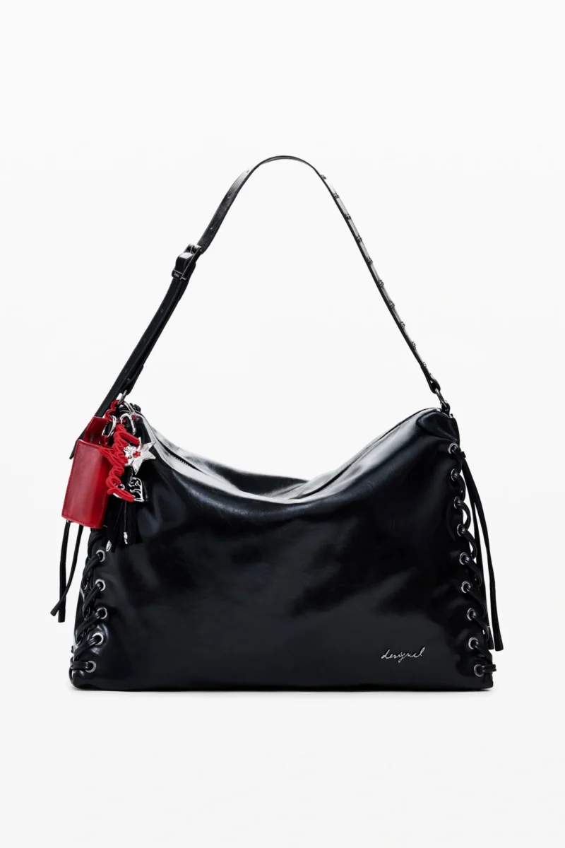 Desigual Large Shiny Braided Bag Black