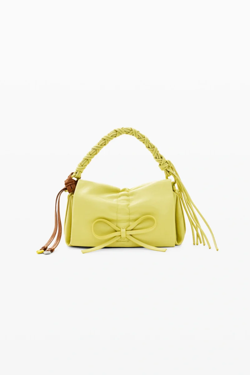 Desigual Small Shiny Bow Bag in Lime Green