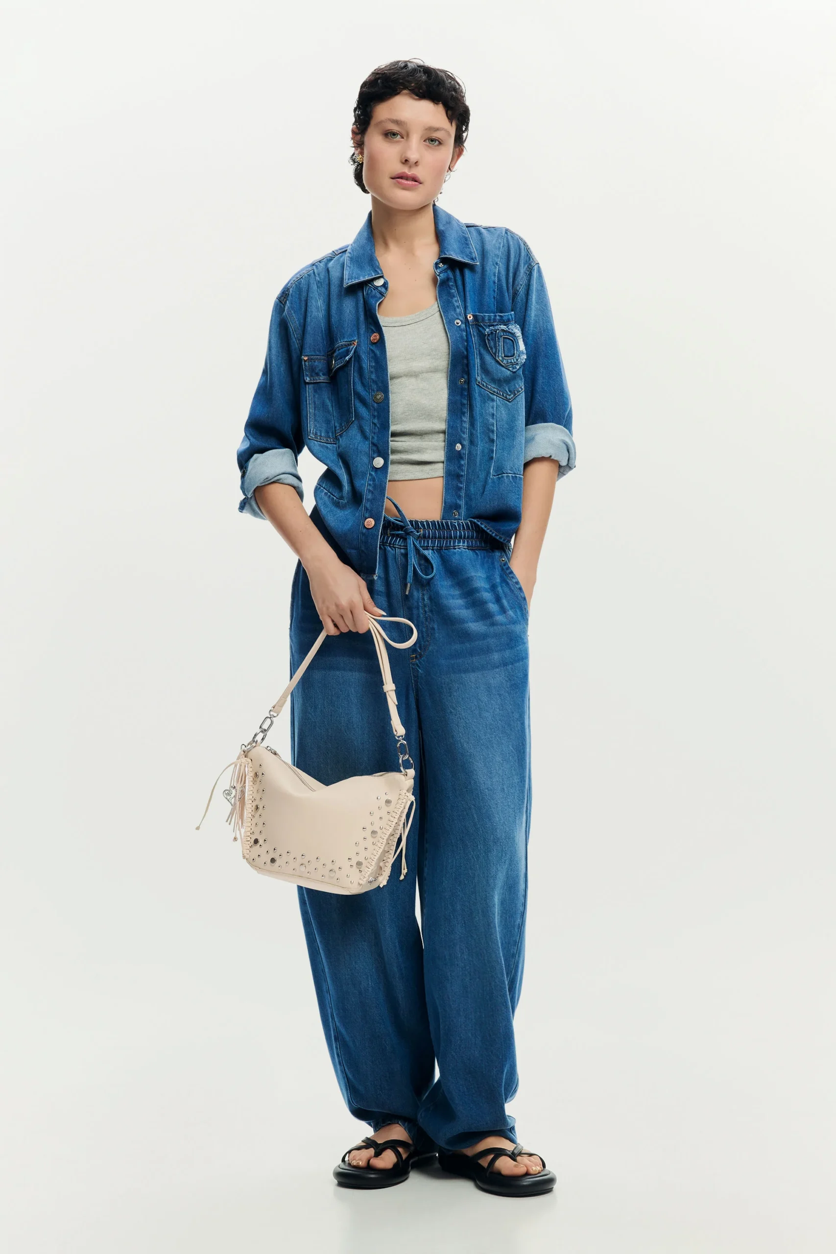 Desigual Medium Bag with Studs and Fringes Desigual Medium Bag with Studs and Fringes