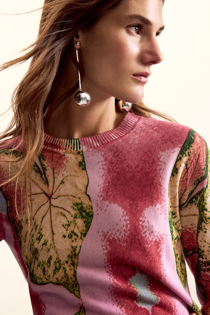 Desigual Jersey Designed by Mr. Christian Lacroix in Pink and Green Desigual Jersey Designed by Mr. Christian Lacroix in Pink and Green