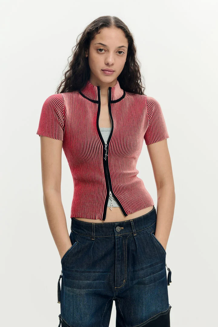 Desigual Iridescent Pink Top with Zip