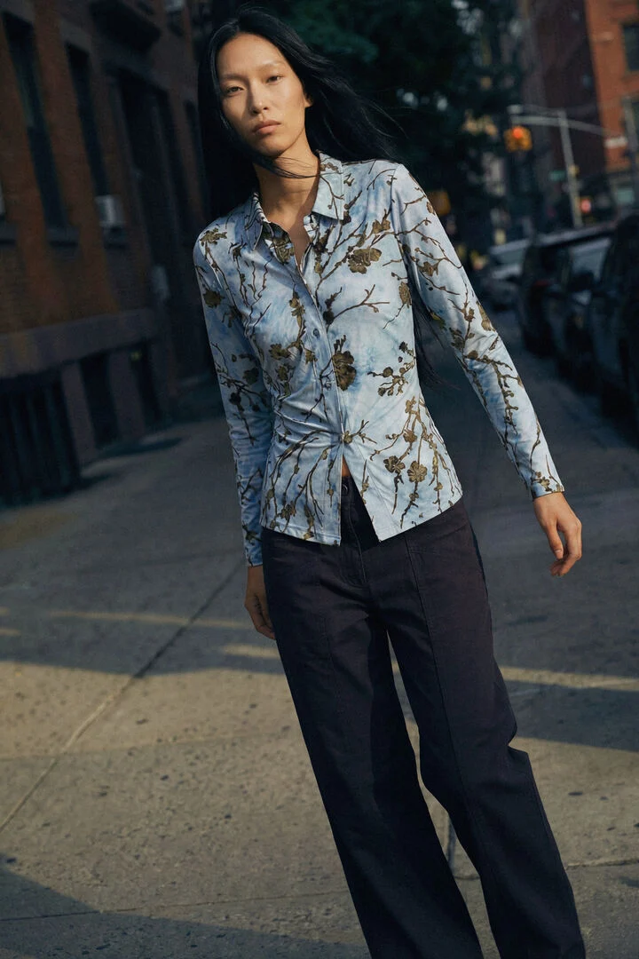 Desigual Flocked Shirt in Blue Desigual Flocked Shirt in Blue
