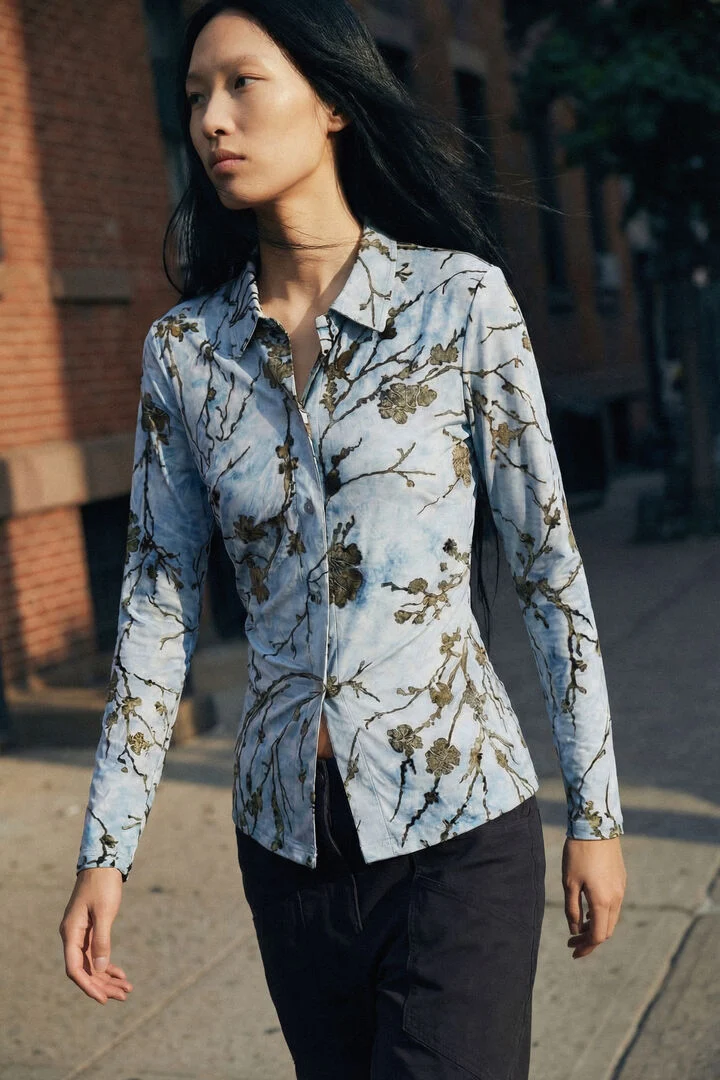 Desigual Flocked Shirt in Blue Desigual Flocked Shirt in Blue