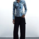 Desigual Flocked Shirt in Blue Desigual Flocked Shirt in Blue