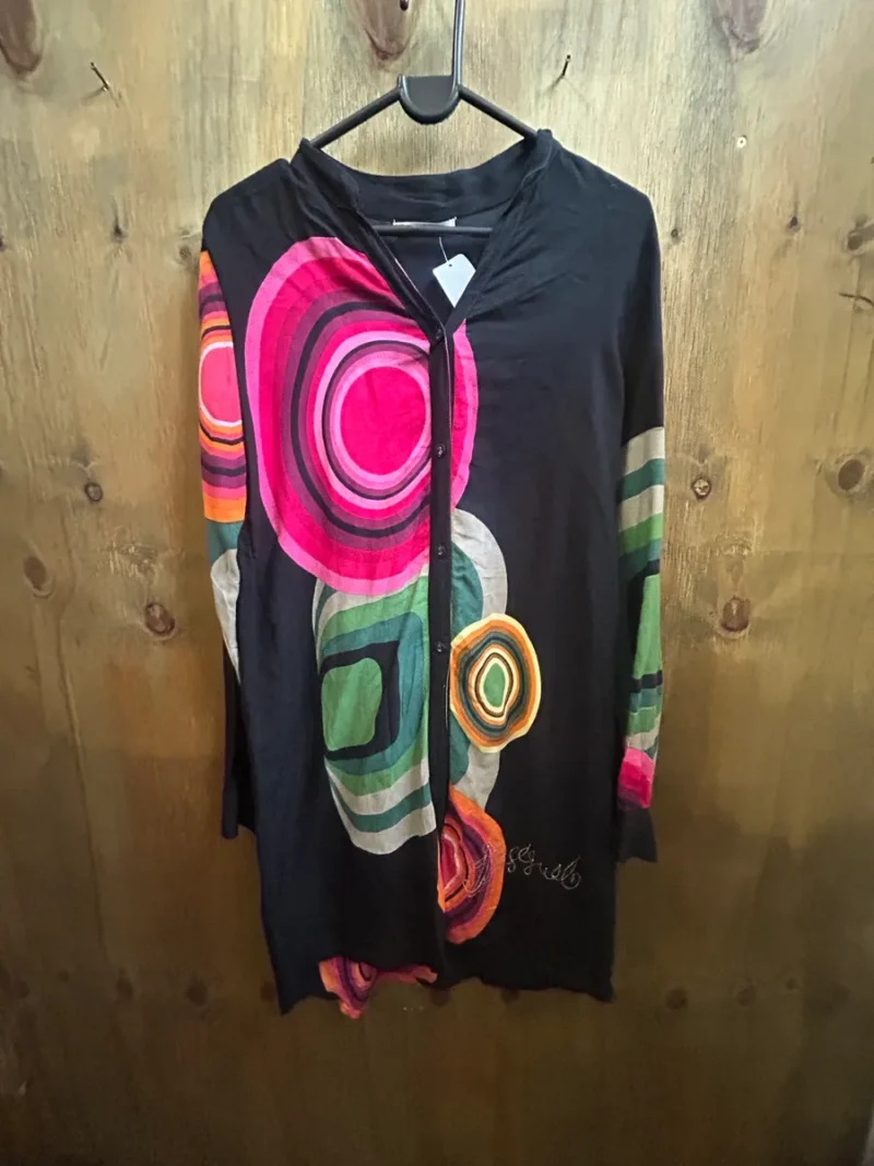 Pre-loved Desigual Black Circle Print Shirt Dress - Size M