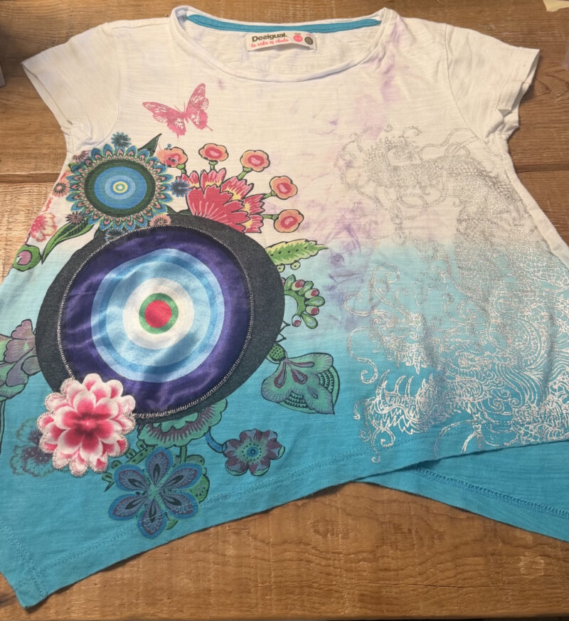 Desigual Pre-Loved Girls White Asymmetrical Hem T-Shirt, Age 5/6