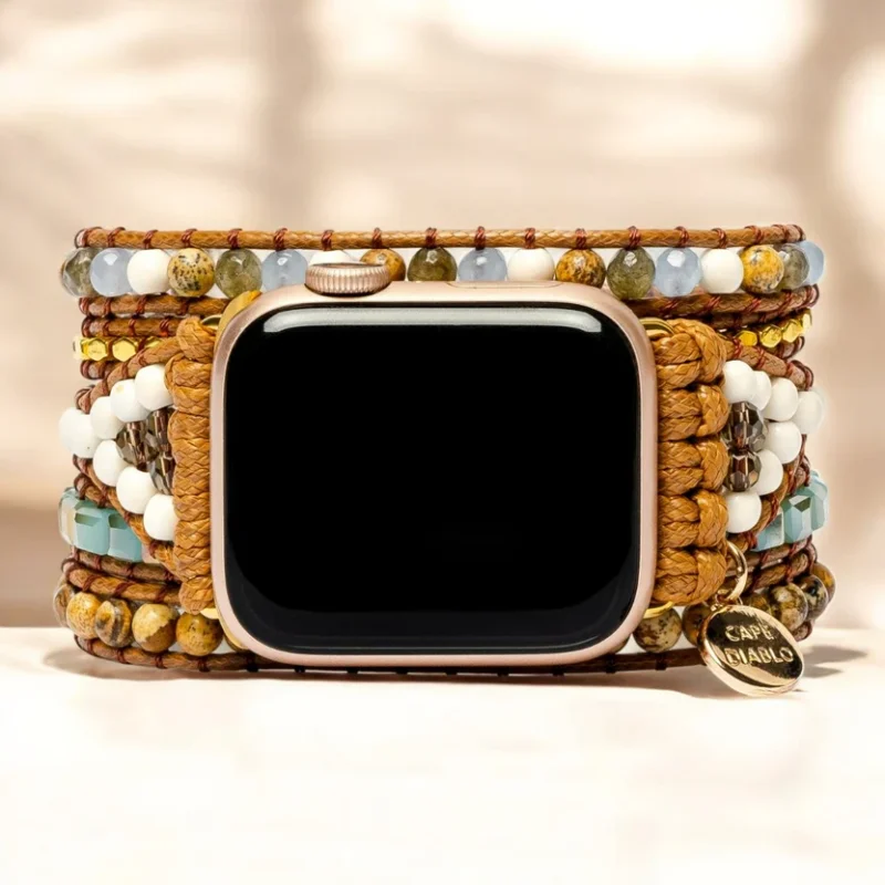 Cape Diablo Blue Earth Jasper Wrap Apple Watch Strap