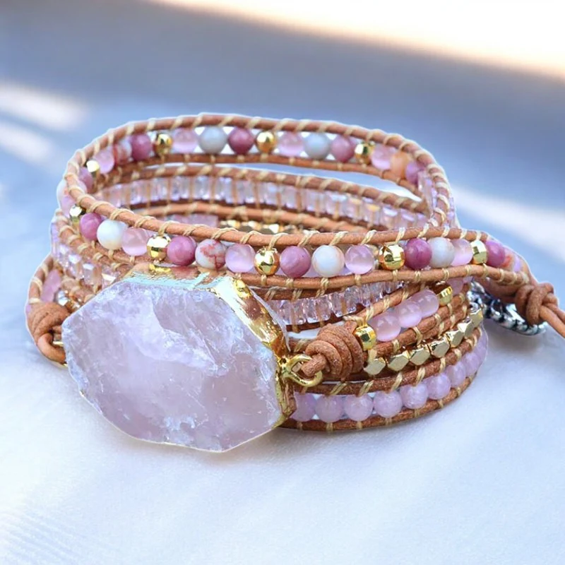 Cape Diablo Golden Rose Quartz Wrap Bracelet