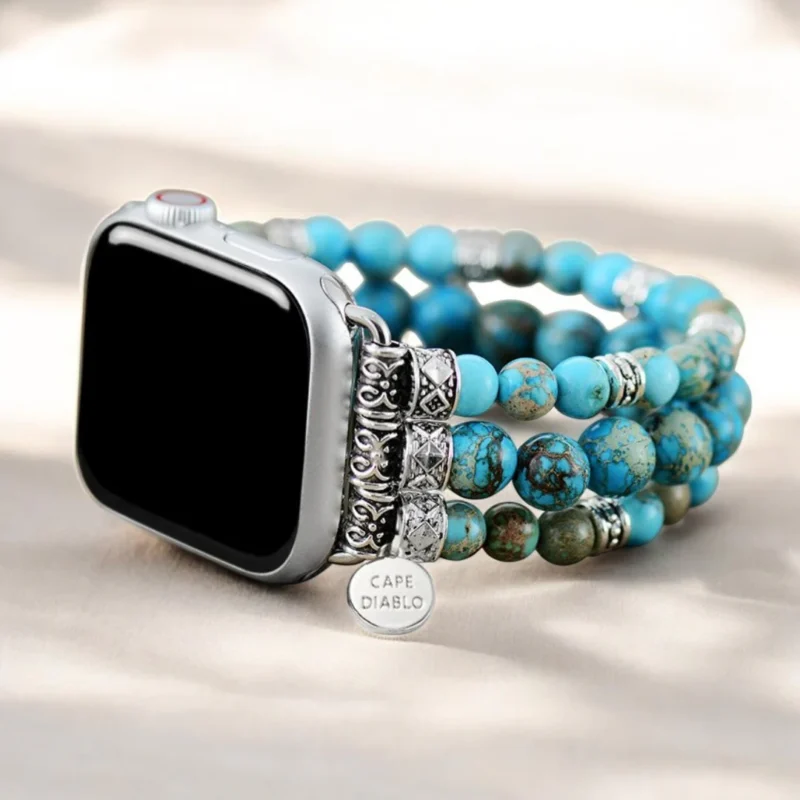 Cape Diablo Imperial Jasper Turquoise Stretch Apple Watch Strap