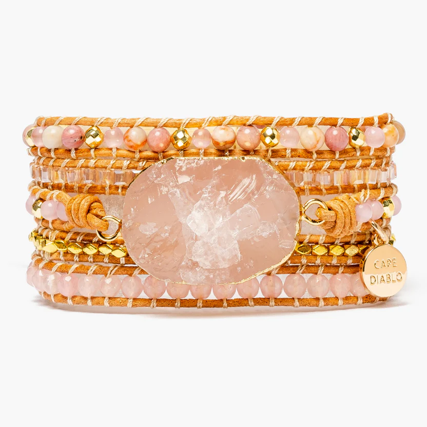 Cape Diablo Golden Rose Quartz Wrap Bracelet Cape Diablo Golden Rose Quartz Wrap Bracelet